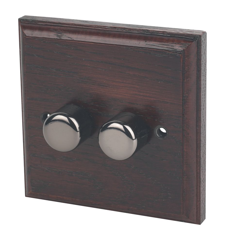 Varilight V-Pro 2-Gang 2-Way LED Dimmer Switch  Dark Oak