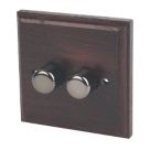Varilight V-Pro 2-Gang 2-Way LED Dimmer Switch  Dark Oak