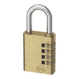 Smith & Locke   Closed Shackle Combination  Padlock Brass 40mm