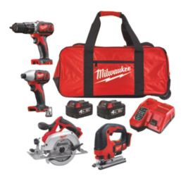 Milwaukee M18 BPP4C-402B 18V 2 x 4.0Ah Li-Ion RedLithium  Cordless 4 Piece Kit