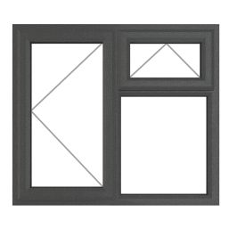Crystal  Left-Hand & Top Opening Clear Triple-Glazed Casement Anthracite on White uPVC Window 1190mm x 1115mm