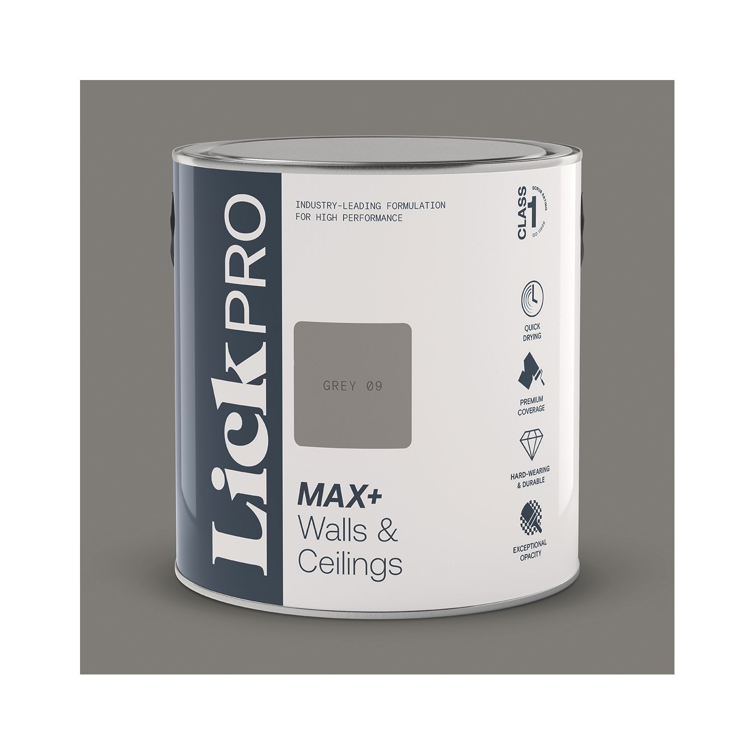 LickPro Max+ 2.5Ltr Grey 09 Eggshell Emulsion Paint (624JY)