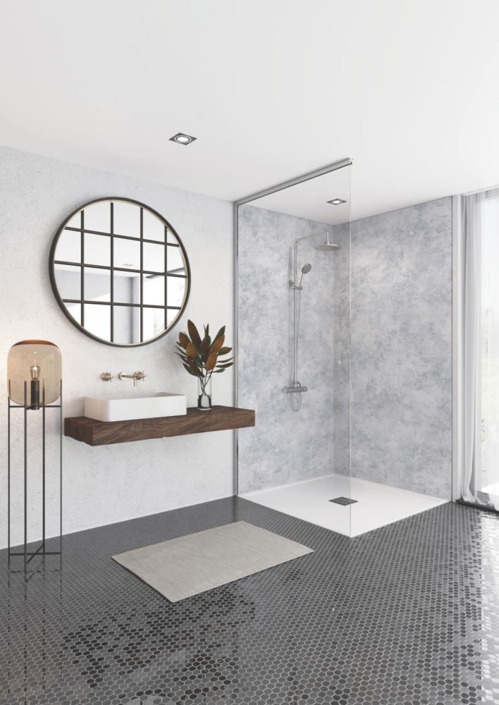 Splashwall Caliza Postformed Bathroom Wall Panel Matt Grey 1200mm x 2420mm x 10mm