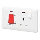 MK Base 45A 2-Gang DP Cooker Switch White with Neon with Red Inserts
