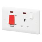 MK Base 45A 2-Gang DP Cooker Switch White with Neon with Red Inserts