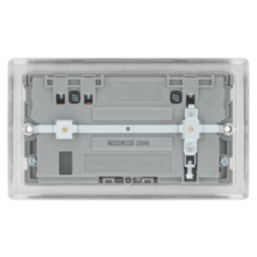 British General Nexus Metal 13A 2-Gang SP Switched Socket + 2.4A 22W 2-Outlet Type A & C USB Charger Brushed Steel with Grey Inserts