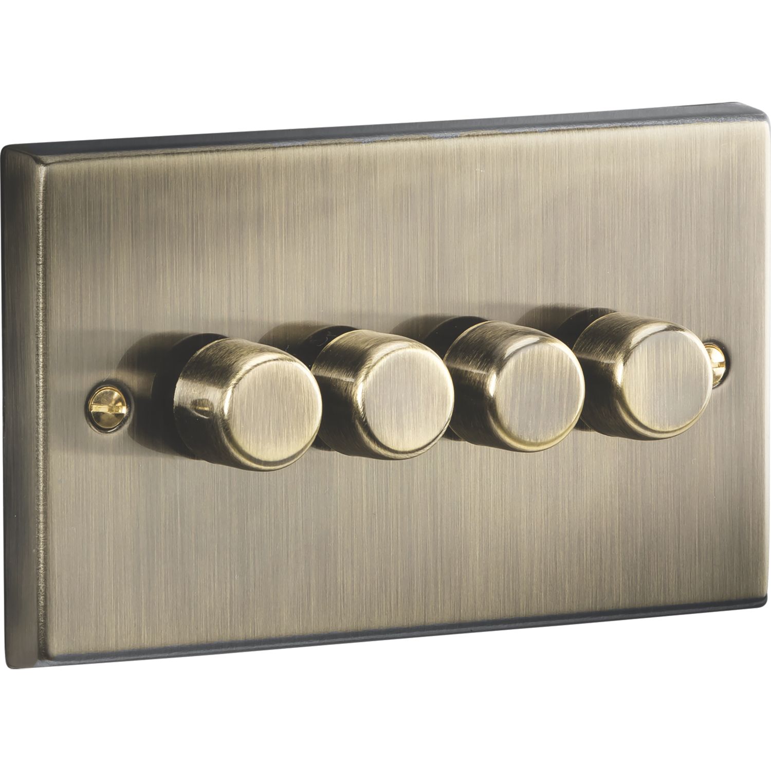 Knightsbridge 4-Gang 2-Way LED Intelligent Dimmer Switch Antique Brass (624PX)