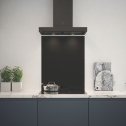 Splashback  Black Self-Adhesive Glass Kitchen Splashback 600mm x 750mm x 6mm