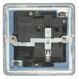 Knightsbridge  13A 1-Gang DP Switched Single Socket Brushed Chrome  with Black Inserts