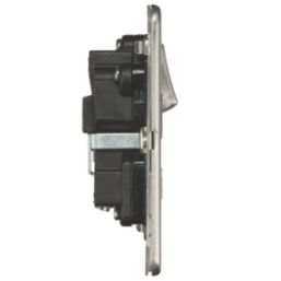 Knightsbridge  13A 1-Gang DP Switched Single Socket Brushed Chrome  with Black Inserts