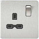 Knightsbridge SFR7000BC 13A 1-Gang DP Switched Single Socket Brushed Chrome  with Black Inserts