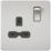 Knightsbridge  13A 1-Gang DP Switched Single Socket Brushed Chrome  with Black Inserts