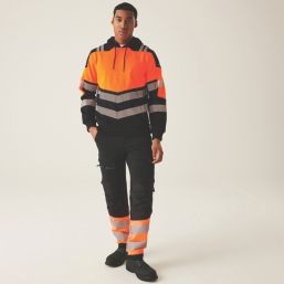 Regatta Hi-Vis X-Pro Overhead Hoodie Black/Orange 3X Large 51" Chest