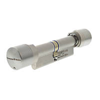 SimonsVoss Digital Euro Profile Cylinder Double-Thumbturn Lock 40-45 (85mm) Satin Stainless Steel