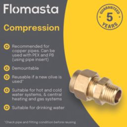 Flomasta  Brass Compression Adapting Male Coupler 10mm x 1/4"