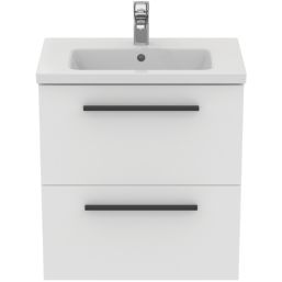 Ideal Standard i.life S Wall Hung Vanity Unit with Black Handles & Basin Matt White 600mm x 375mm x 665mm