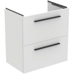 Ideal Standard i.life S Wall Hung Vanity Unit with Black Handles & Basin Matt White 600mm x 375mm x 665mm