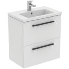 Ideal Standard i.life S Wall Hung Vanity Unit with Black Handles & Basin Matt White 600mm x 375mm x 665mm