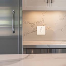 British General Evolve 20A 1-Gang DP Control Switch Pearlescent White with LED with White Inserts