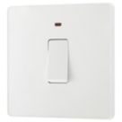 British General Evolve 20A 1-Gang DP Control Switch Pearlescent White with LED with White Inserts