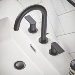 Hansgrohe Vernis Shape Matt Black 266mm Standard Lever 3 Tap Holes Basin Mixer Tap