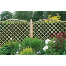 Forest Hamburg Lattice Curved Top Garden Screens 6' x 6' 4 Pack