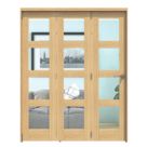Green & Taylor  3-Door 4-Clear Light Satin Lacquered Oak Wooden Shaker Internal Bi-Fold Fully Finished Door 2060mm x 1674mm