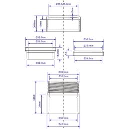 McAlpine ABS32/35G-CB Compression Connector White/Chrome 1 1/4" x 32 / 35mm