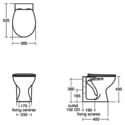 Armitage Shanks Sandringham 21  Back-to-Wall Toilet Bowl with Horizontal Outlet