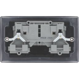 British General Nexus Metal 13A 2-Gang DP Switched Power Socket Matt Black  with Colour-Matched Inserts