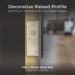 British General Nexus Metal 13A 2-Gang DP Switched Power Socket Matt Black  with Colour-Matched Inserts