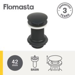 Flomasta Unslotted Pop Up Basin Waste Matt Black 66mm