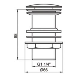 Flomasta Unslotted Pop Up Basin Waste Matt Black 66mm