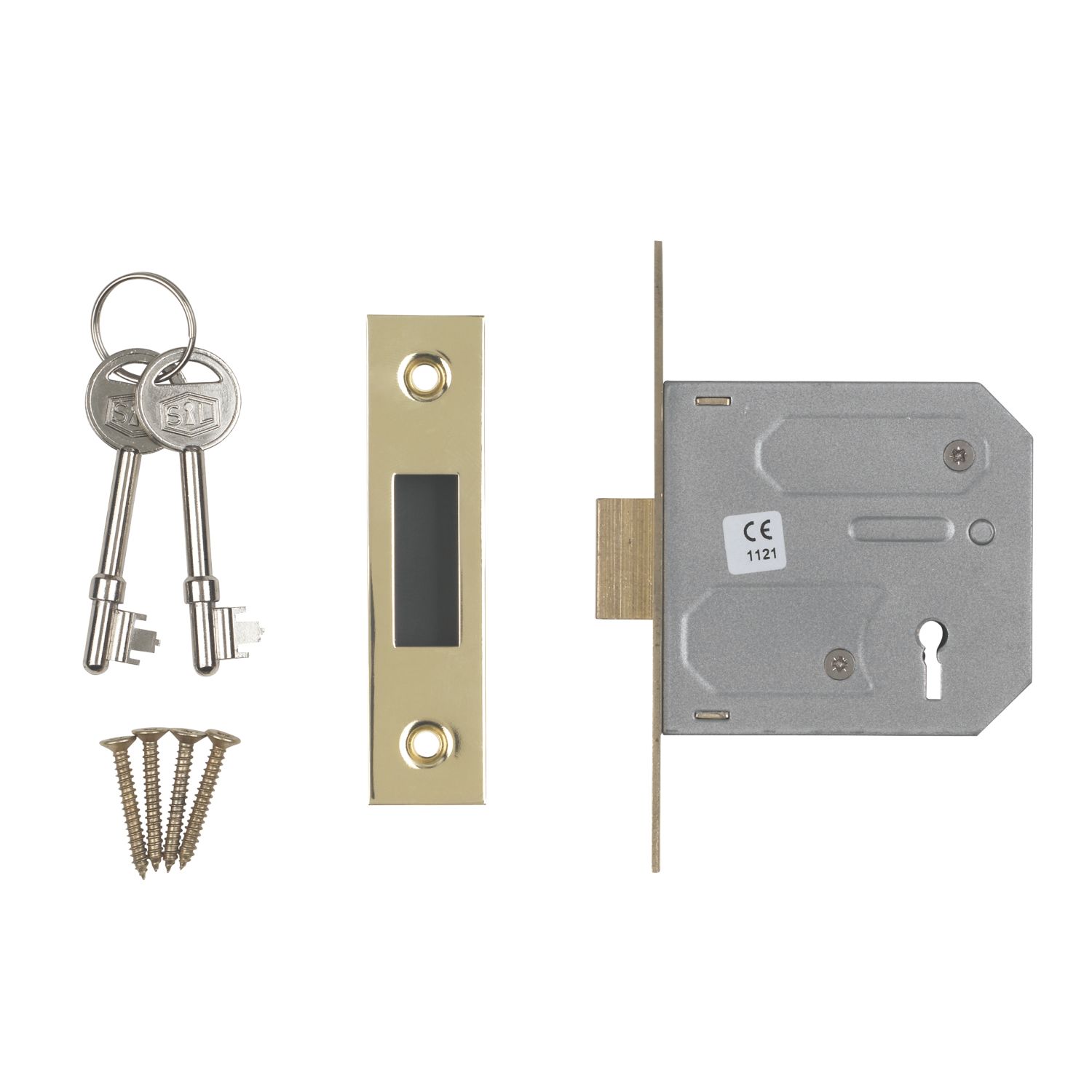 Smith & Locke Fire Rated 3 Lever Electric Brass Mortice Deadlock 76mm Case - 57mm Backset (6271G)
