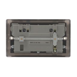 British General Nexus Metal 13A 2-Gang SP Switched Socket + 3.1A 15.5W 2-Outlet Type A USB Charger Brushed Iridium with Black Inserts
