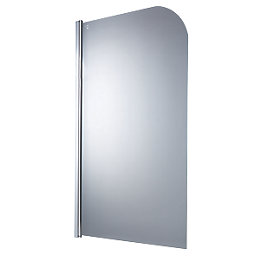 Semi-Framed Silver / Clear Radius Edge Bathscreen  780mm x 1400mm