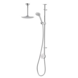 Aqualisa Smart Link Gravity-Pumped Ceiling-Fed Chrome Thermostatic Dual Outlet Exposed Smart Shower with Fixed Head