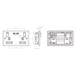Knightsbridge  13A 2-Gang DP Switched Socket + 3.25A 65W 2-Outlet Type C USB Charger Matt Black with Black Inserts