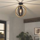 Eglo Basildon Ceiling Light Black & Brown