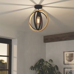 Eglo Basildon Ceiling Light Black & Brown