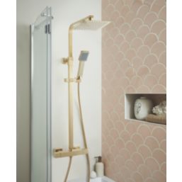 Highlife Bathrooms Orkney Rear-Fed Exposed Brushed Brass Thermostatic Shower