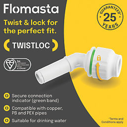 Flomasta Twistloc Plastic Push-Fit Equal 135° Spigot Elbow 15mm