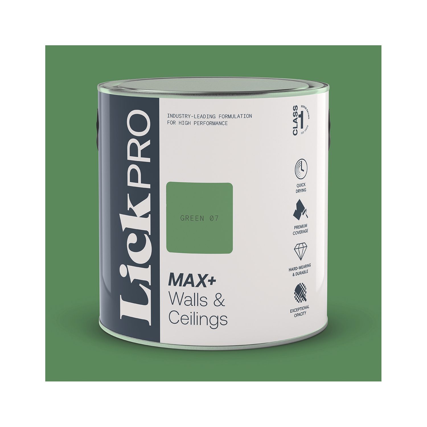LickPro Max+ 2.5Ltr Green 07 Matt Emulsion Paint (627JY)