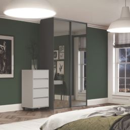 Spacepro Classic 2-Door Sliding Wardrobe Door Kit Graphite Frame Mirror Panel 1185mm x 2260mm