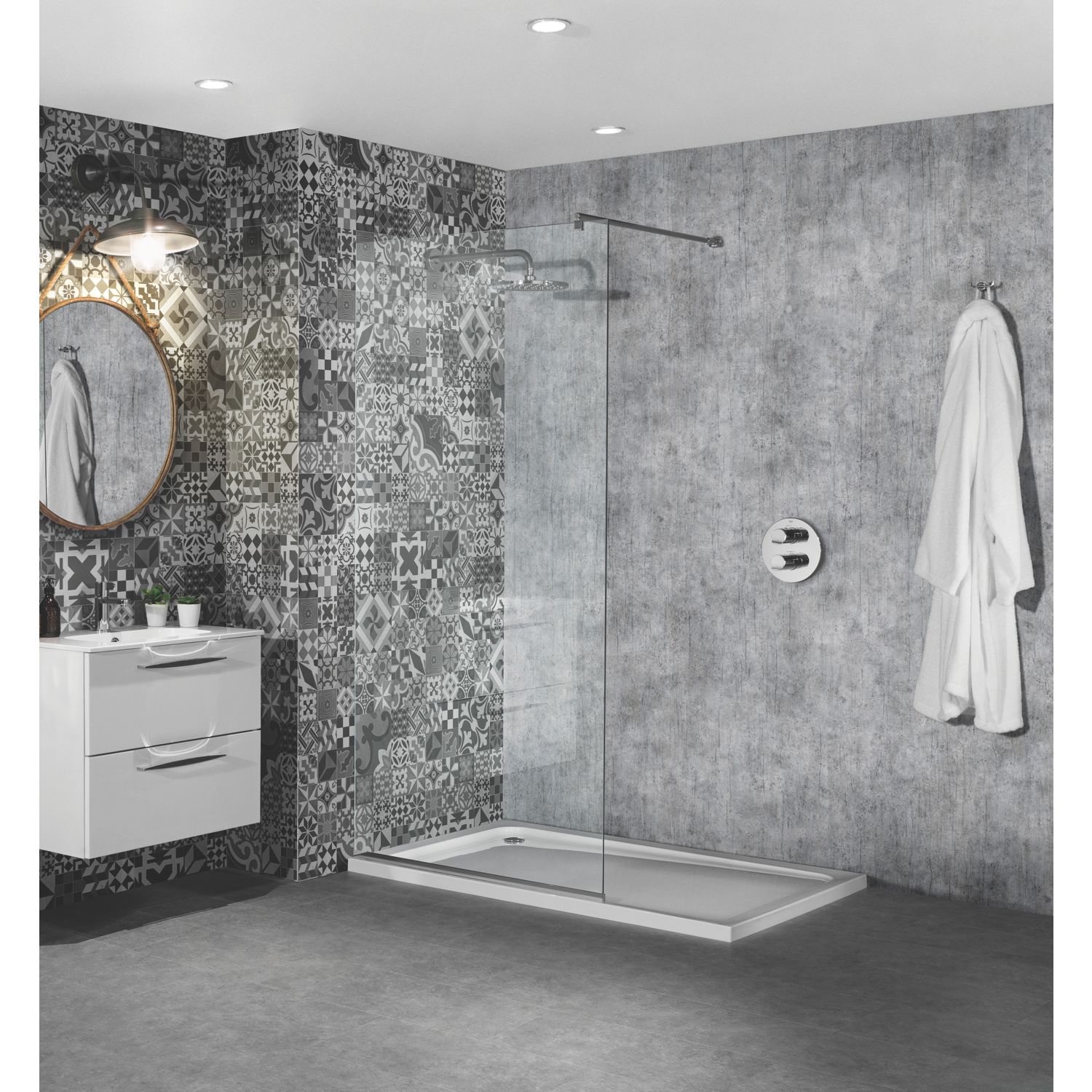 Splashwall Ravello Postformed Bathroom Wall Panel Matt Grey 2420mm x 1200mm x 10mm (627KU)