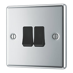 LAP  20A 16AX 2-Gang 2-Way Light Switch  Polished Chrome with Black Inserts