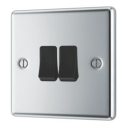 LAP  20A 16AX 2-Gang 2-Way Light Switch  Polished Chrome with Black Inserts