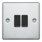 LAP  20A 16AX 2-Gang 2-Way Light Switch  Polished Chrome with Black Inserts