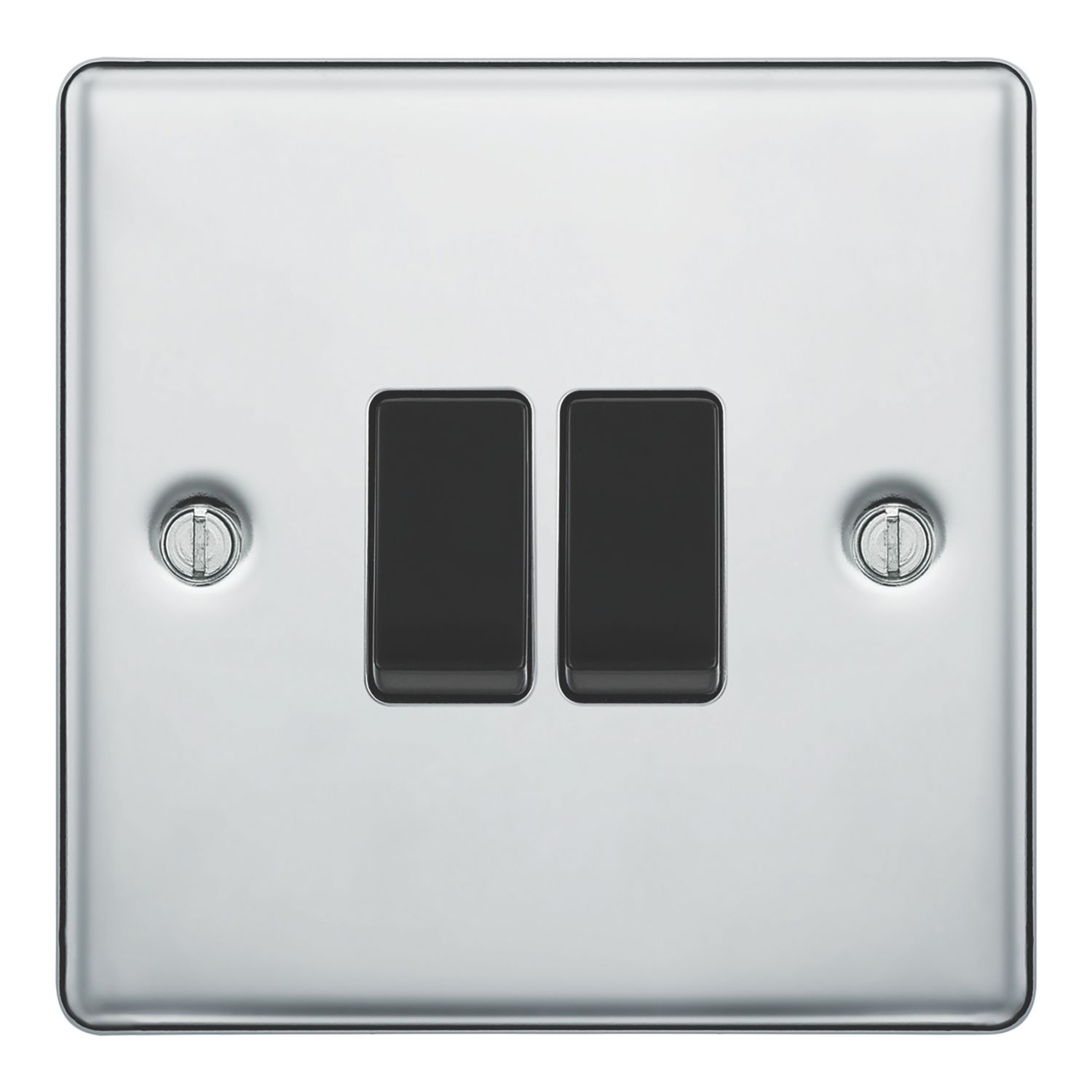 LAP 20A 16AX 2-Gang 2-Way Light Switch Polished Chrome with Black Inserts (627PN)