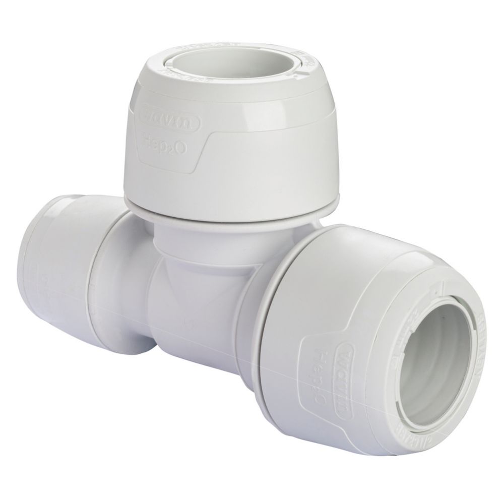 Hep2O Plastic Push-Fit Reducing Keyless Tee 22mm x 15mm x 22mm - Screwfix